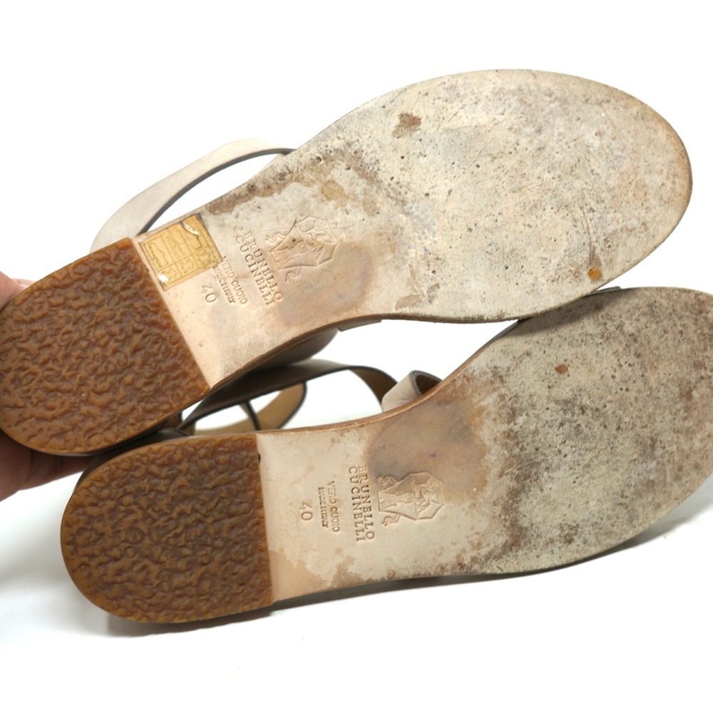 Brunello Cucinelli Leather And Python Sandal Size… - image 8